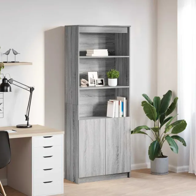 vidaXL Hoge kast 70x35x180 cm bewerkt hout grijs sonoma eikenkleurig, foto 2