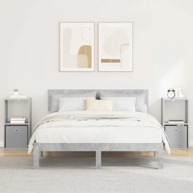 vidaXL Nachtkastje 2 st Beton Grijs 35 x 32 x 68,5 cm Bewerkt hout