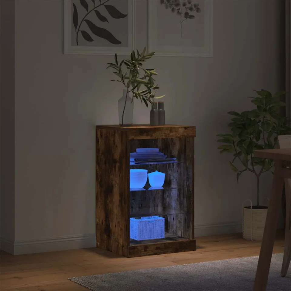 vidaXL Dressoir met LED-verlichting 41x37x67 cm gerookt eikenkleurig, foto 3