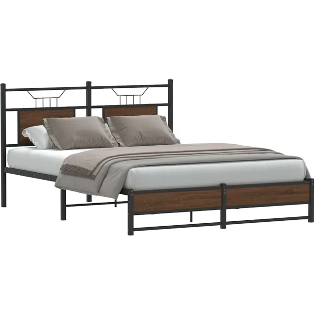 vidaXL Bedframe zonder matras bewerkt hout bruin eikenkleur 137x190 cm