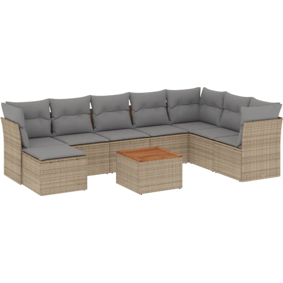 vidaXL Patio Sofa Set 7-zits Mix Beige en Lichtgrijs