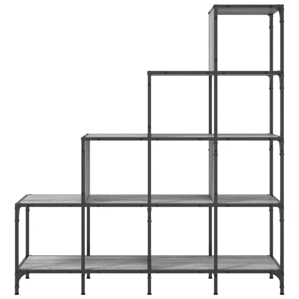 vidaXL Boekenkast 122x30x132 cm bewerkt hout en metaal grijs sonoma, foto 4