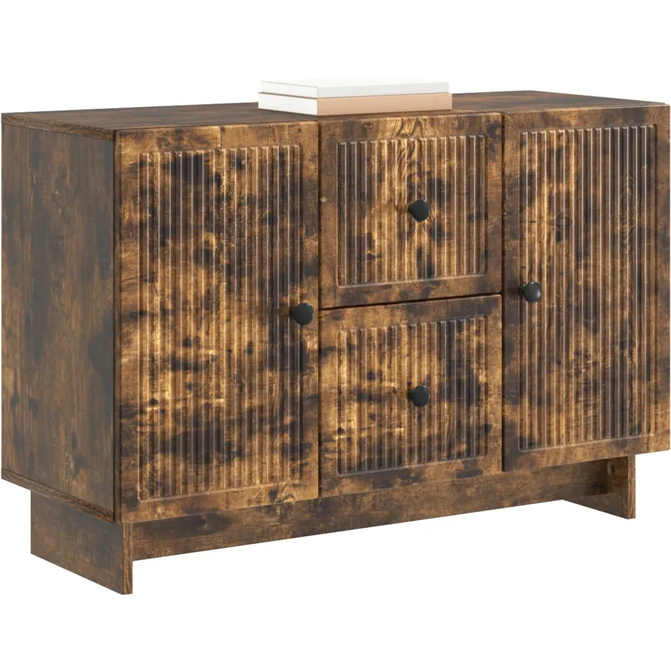 vidaXL Dressoir met lade Gerookt eiken 89 x 34,5 x 60 cm Bewerkt hout Bruin