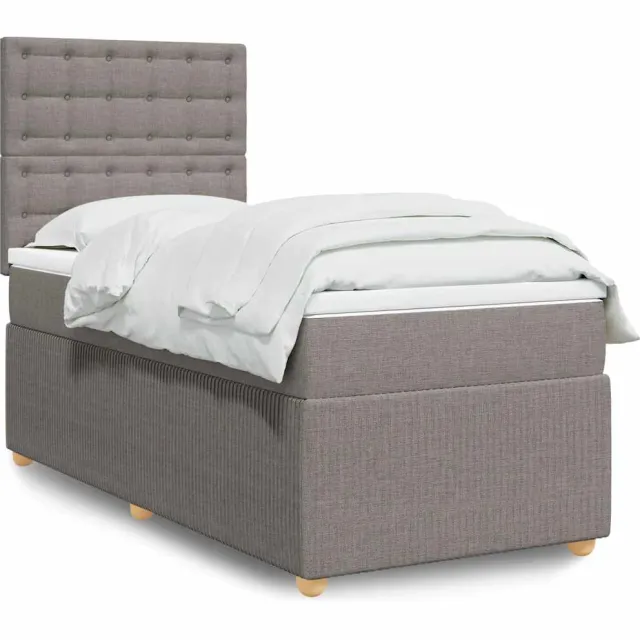 vidaXL Boxspring met matras stof taupe 90x200 cm