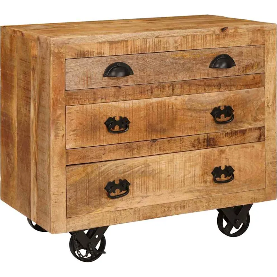 vidaXL Bijzetkast met lade Bruin 70 x 38 x 63 cm massief mangohout, foto 2