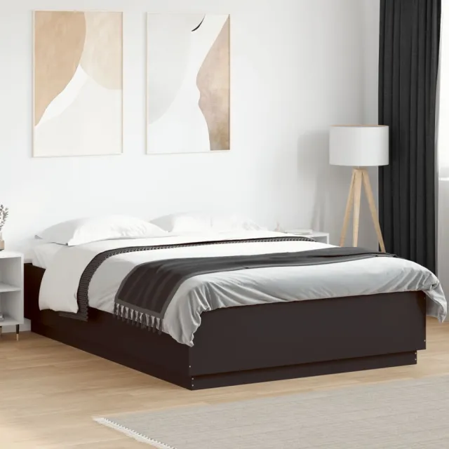 vidaXL Bedframe bewerkt hout zwart 150x200 cm
