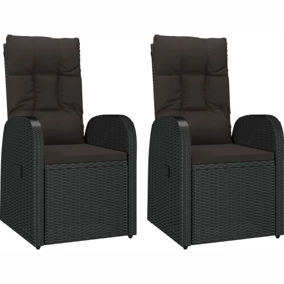 vidaXL 3-delige Loungeset poly rattan en massief acaciahout zwart, foto 3