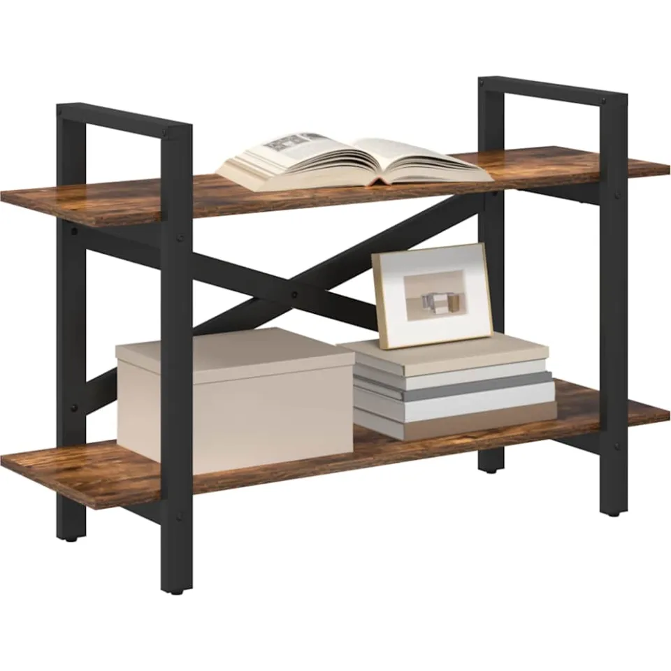vidaXL Boekenkast Gerookt eiken 100 x 33,5 x 64 cm Bewerkt hout Bruin