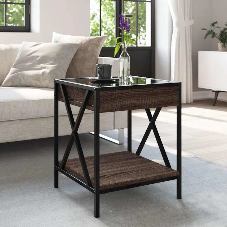 vidaXL Salontafel met Infinity LED 40x40x49 cm bruin eikenkleurig, foto 4