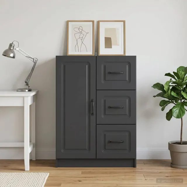 vidaXL Dressoir met lade Zwart 66 x 34,5 x 87 cm Bewerkt hout