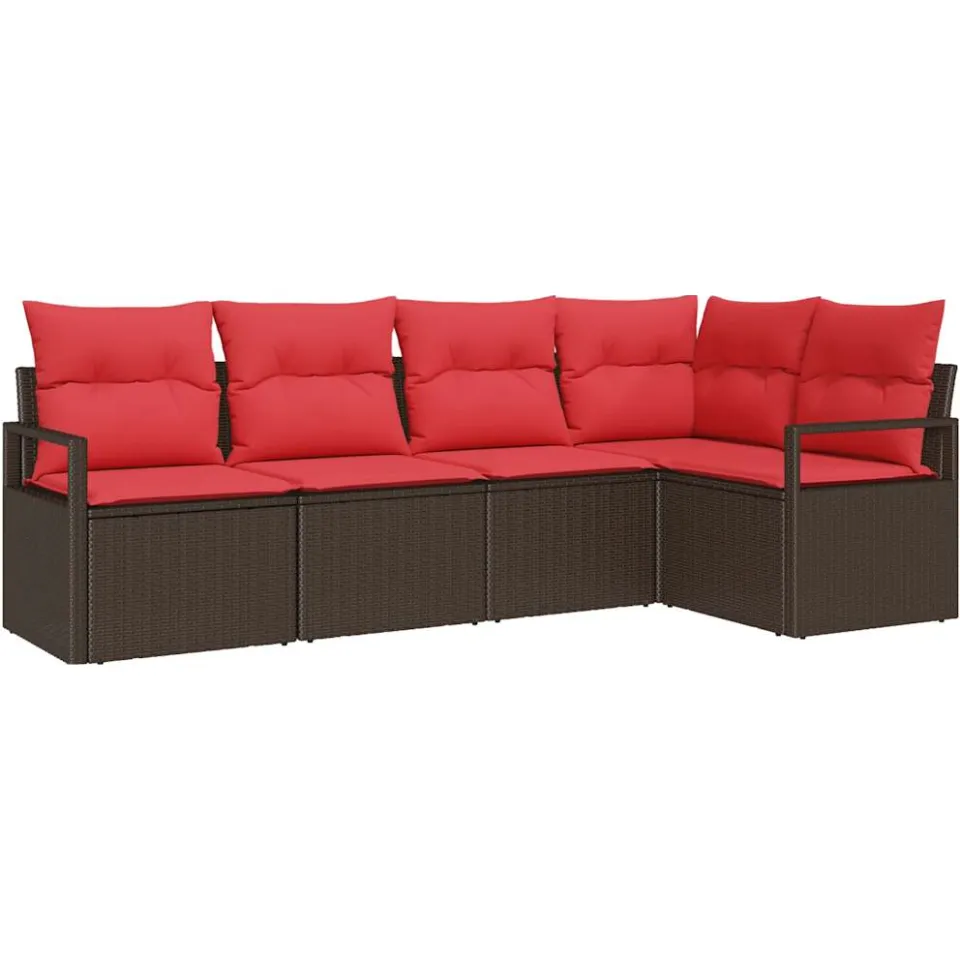 vidaXL Bankstel 5 st Bruin poly rattan, foto 4
