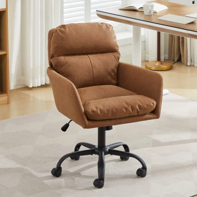 COVREO Bureaustoel 71,58 x 60,5 x 102 cm, bruin, PU kunstleer, met wielen Brown