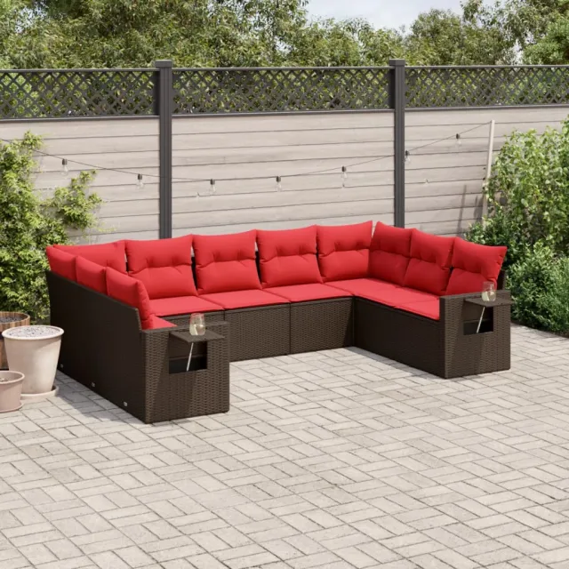 vidaXL 9-delige tuinbankset met kussens, bruin polyrotan, foto 2