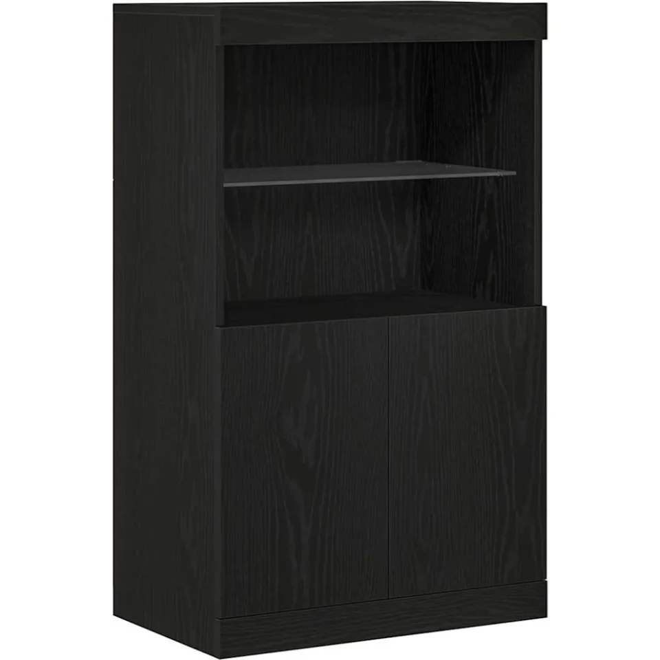 vidaXL LED Sideboard Zwart 60 x 37 x 100 cm Bewerkt hout