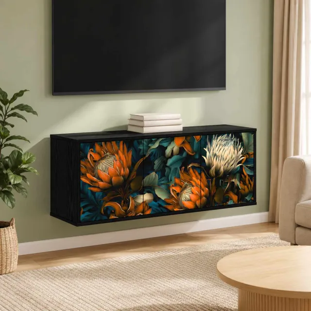 vidaXL Wandgemonteerd tv-meubel LOCHEM 102 x 33 x 40 cm Zwart eiken, foto 2