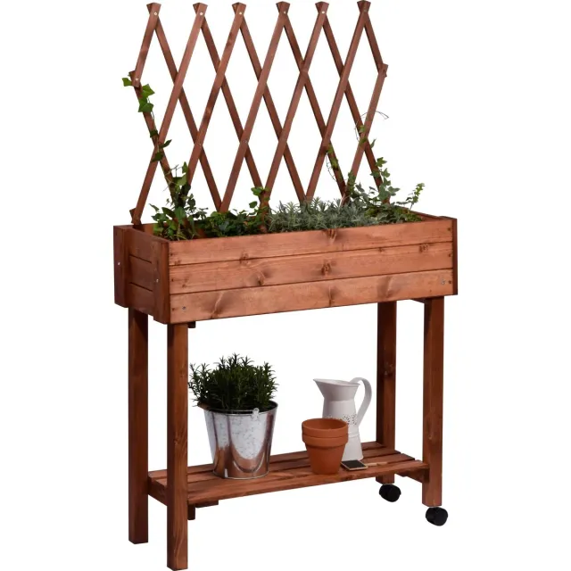 Dobar Verhoogd-Bed-met-latwerk-verrijdbaar-bruin