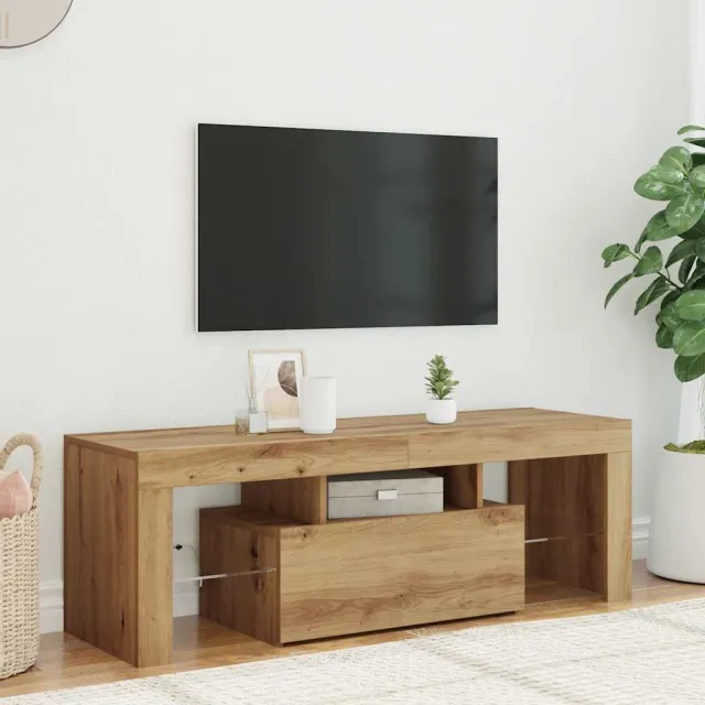vidaXL Tv-meubel met LED 120x36,5x40 cm bewerkt hout artisanaal eiken Bruin