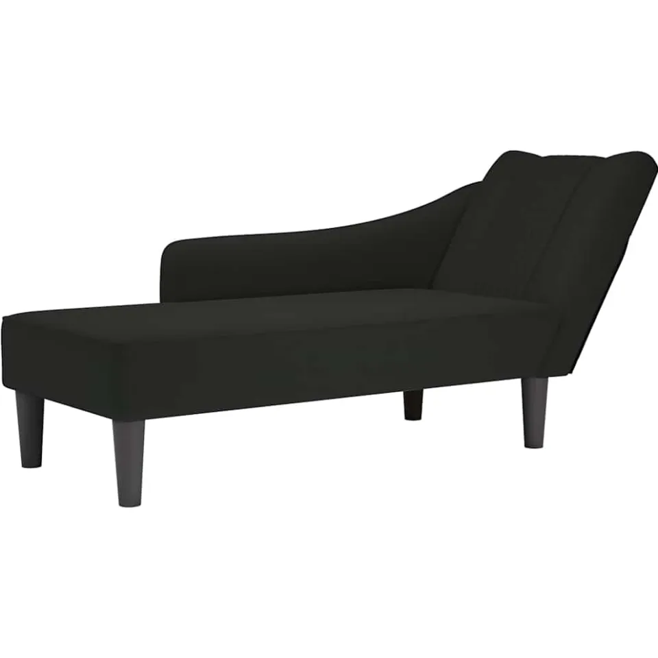 vidaXL Chaise longue met rechterarmleuning fluweel zwart
