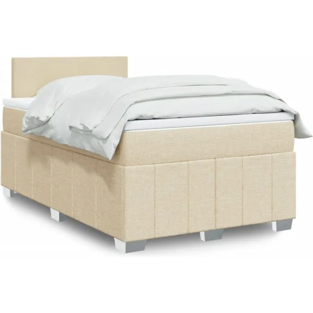 vidaXL Boxspring met matras stof crèmekleurig 120x190 cm