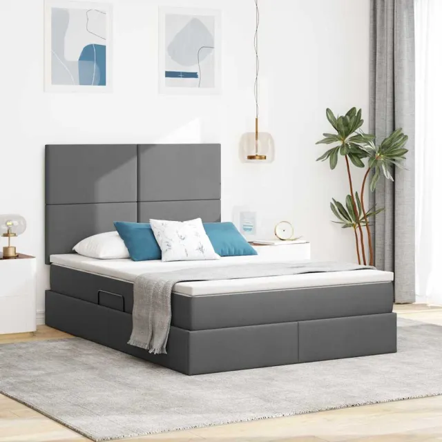 vidaXL LED Opslagbed met Matras Blauw 140 x 200 cm Stof