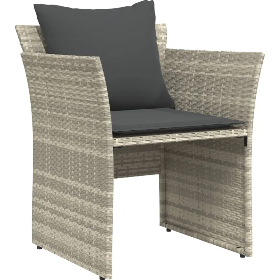 vidaXL Tuinstoel met voetenbank poly rattan lichtgrijs grijs, foto 4