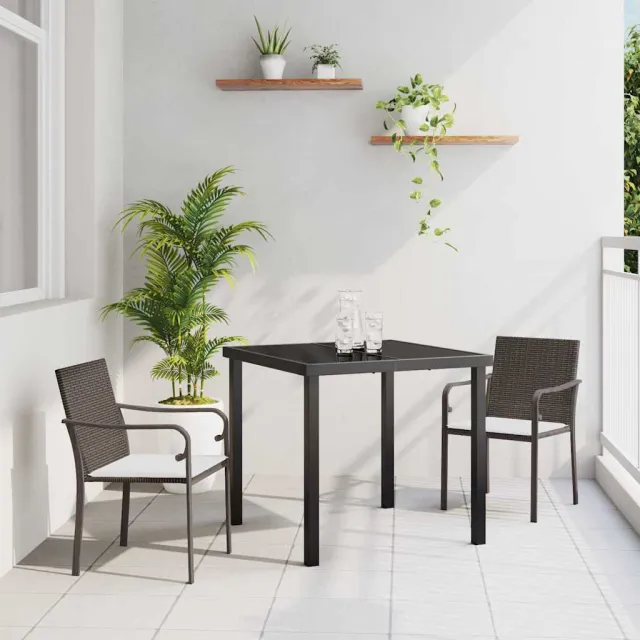 vidaXL Tuin eettafelset 3 st Bruin en zwart PE Rattan