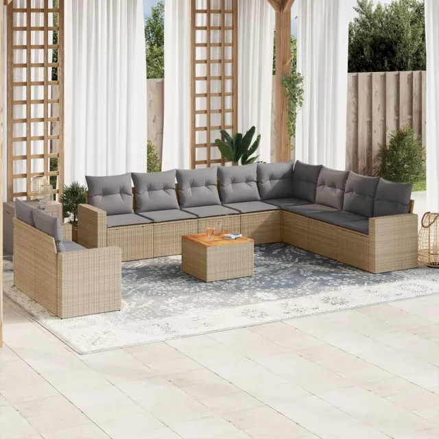 vidaXL Patio Sofa Set 11-zits Mix Beige en Lichtgrijs, foto 2