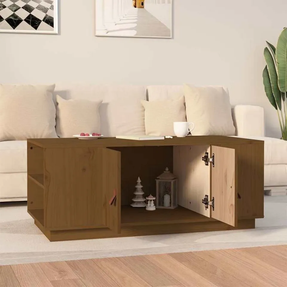 vidaXL Salontafel 100x50x41 cm massief grenenhout honingbruin bruin, foto 2