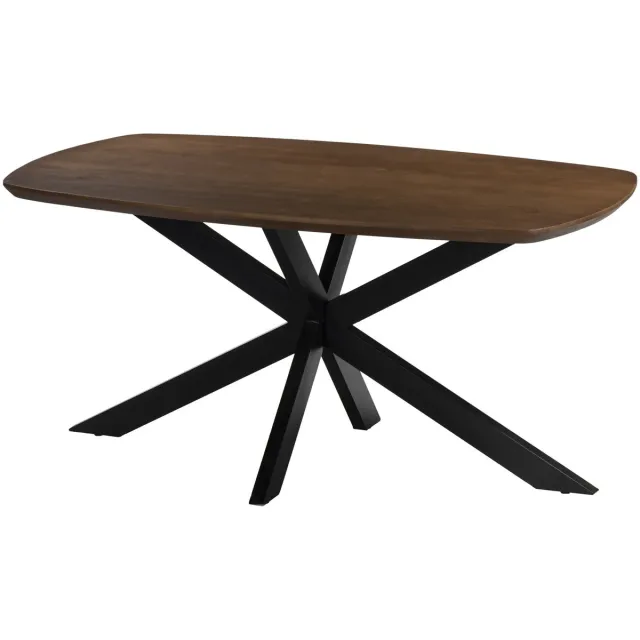Lizzely Garden & Living Eettafel deens ovaal mangohout 180cm Jordan walnoot ovale tafel duurzaam mango eetkamertafel Zwart