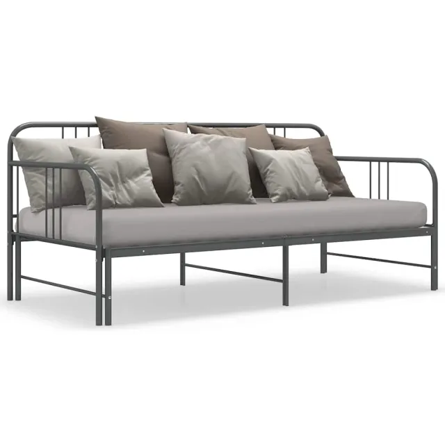 vidaXL Slaapbank uittrekbaar metaal grijs 90x200 cm