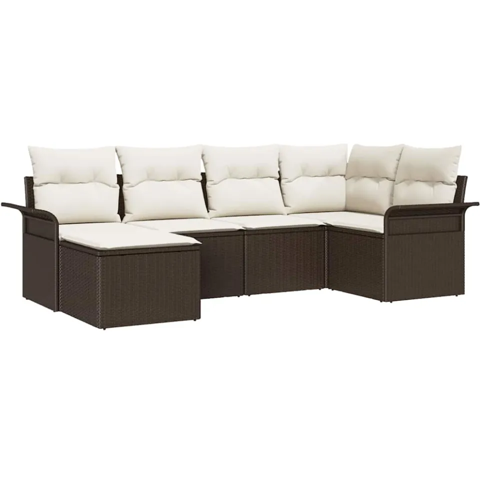 vidaXL Tuin Sofa Set 6 st Bruin poly rattan, foto 4