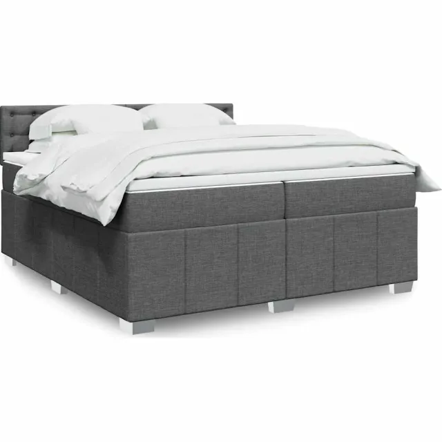 vidaXL Boxspring met matras stof donkergrijs 200x200 cm grijs