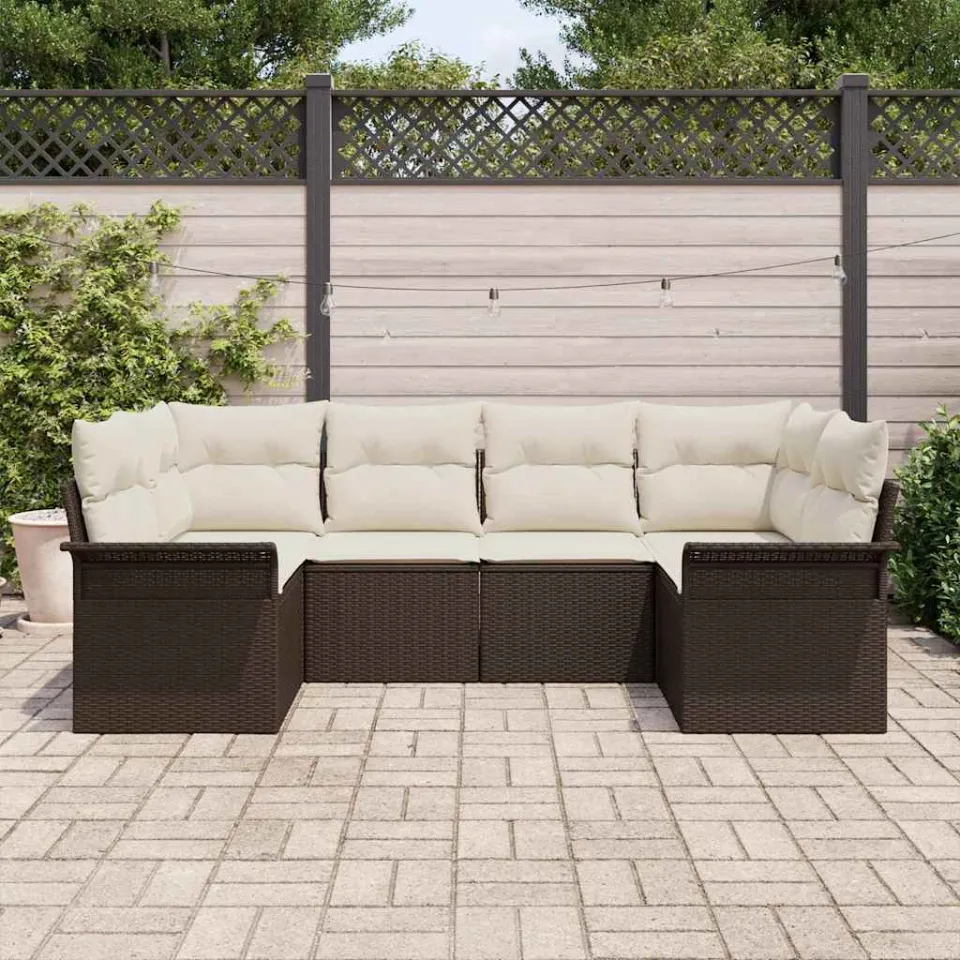vidaXL Tuin Sofa Set 6 st Bruin Poly riet, foto 3