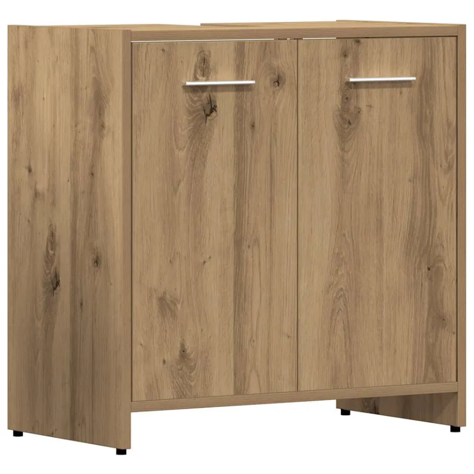 vidaXL 4-delige Badkamermeubelset bewerkt hout artisanaal eikenkleur, foto 4