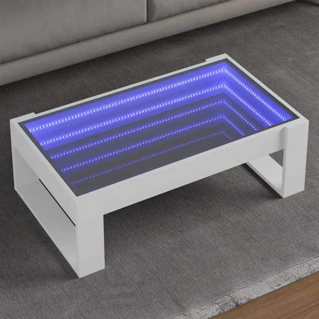 vidaXL Salontafel met Infinity LED 90x53x30 cm wit, foto 2