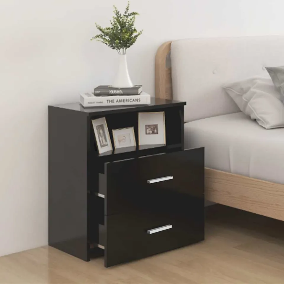 vidaXL Nachtkastjes 2 st 50x32x60 cm zwart, foto 4