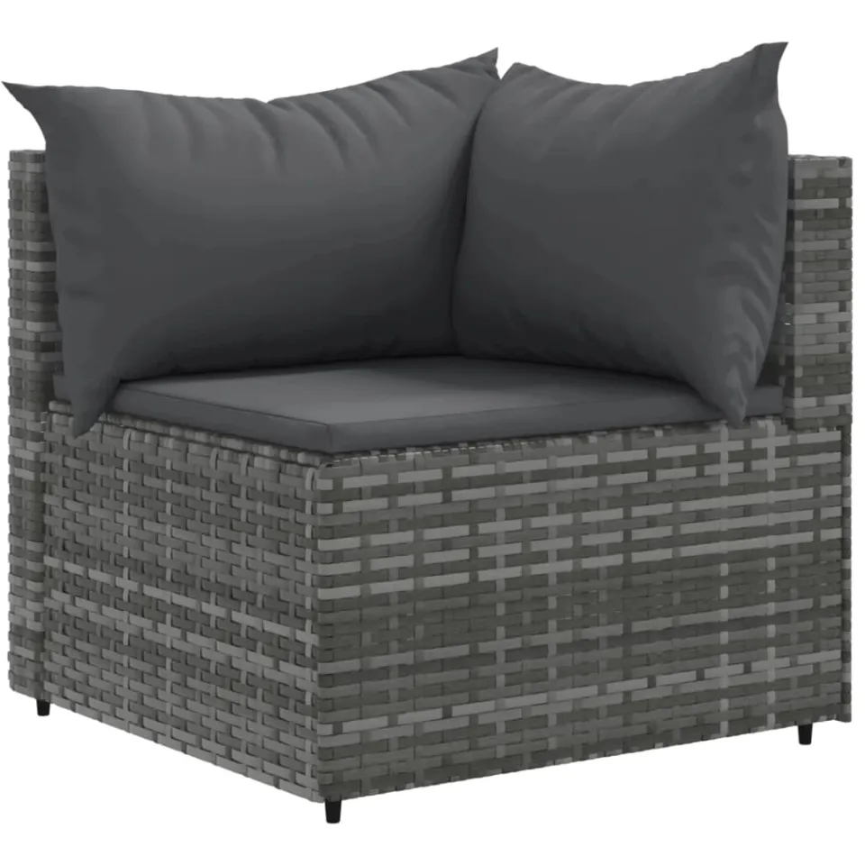 vidaXL 10-delige Loungeset met kussens poly rattan grijs