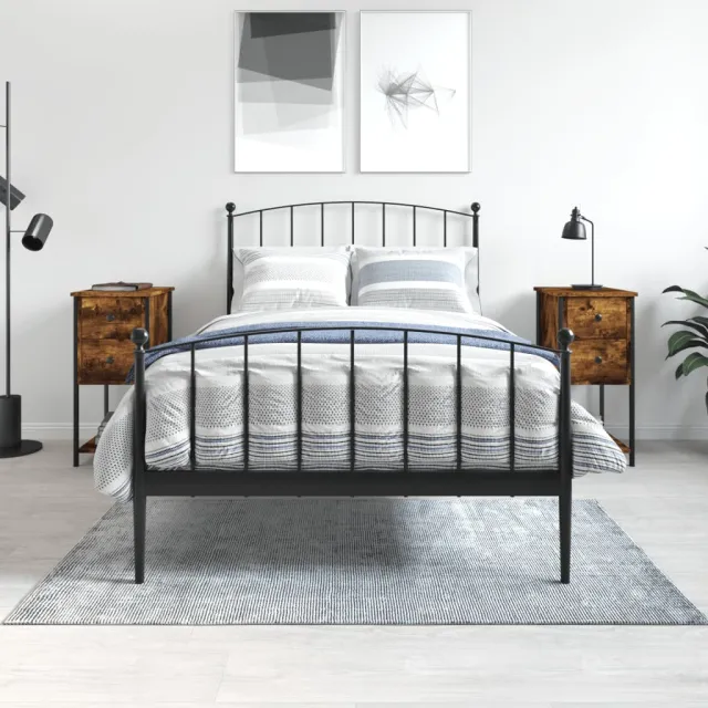 vidaXL Nachtkastjes 2 st 32x42x70 cm bewerkt hout gerookt eikenkleurig Bruin