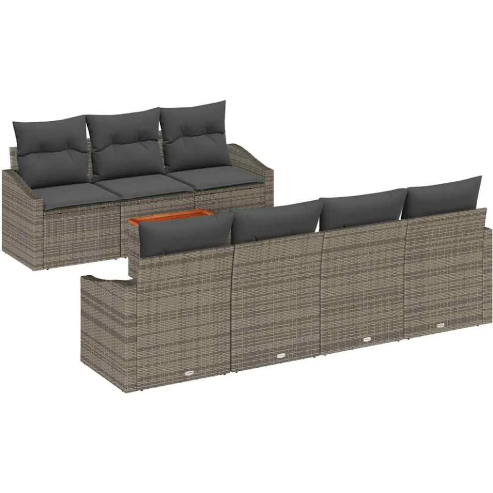 vidaXL Tuinbankenset 8 st Grijs poly rattan