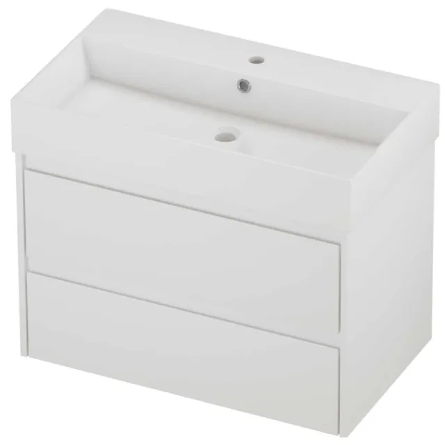 Proline Zara Badmeubelset Porselein Loft 1 Kraangat 80x46x65 cm Glans Wit Mat Wit