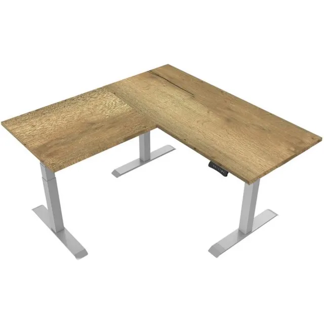 Euroseats Elektrisch verstelbaar bureau Natuur eik - Hoek zit-sta frame grijs