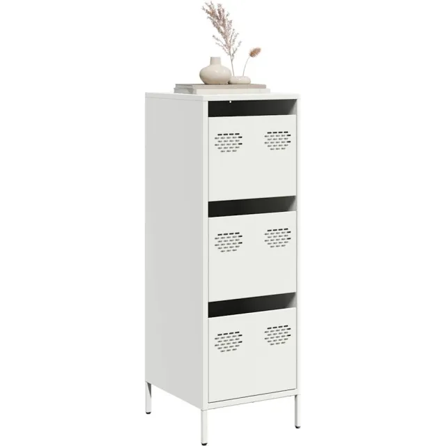 vidaXL Hoge kast 39x35x103,5 cm staal zwart Wit