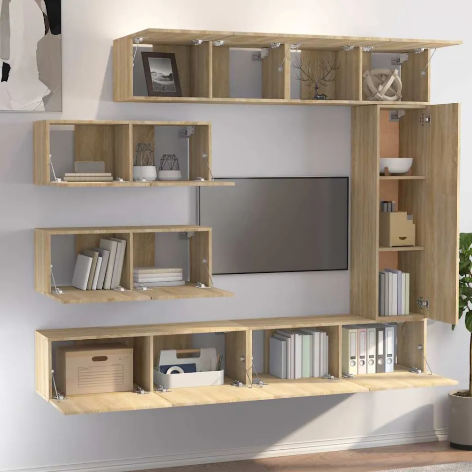 vidaXL 7-delige Tv-meubelset bewerkt hout sonoma eikenkleurig, foto 2