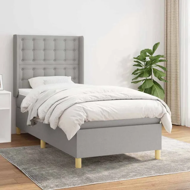 vidaXL Boxspring met matras stof lichtgrijs 100x200 cm grijs