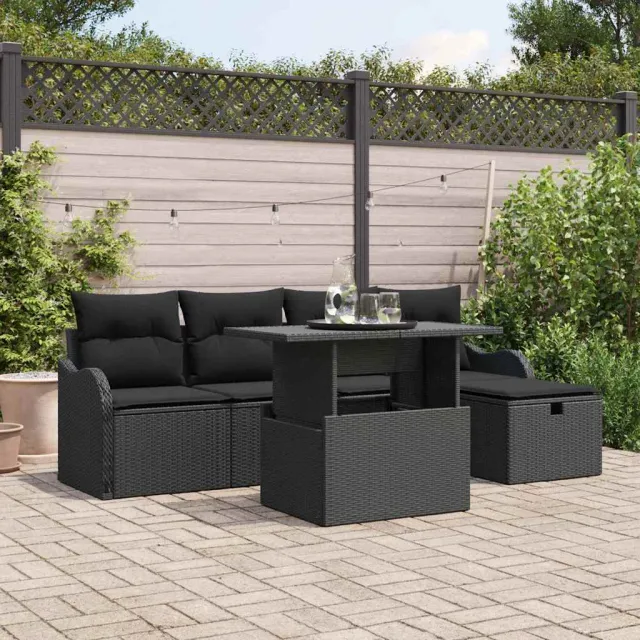 vidaXL Tuin Sofa Set 6 st Zwart poly rattan, foto 2