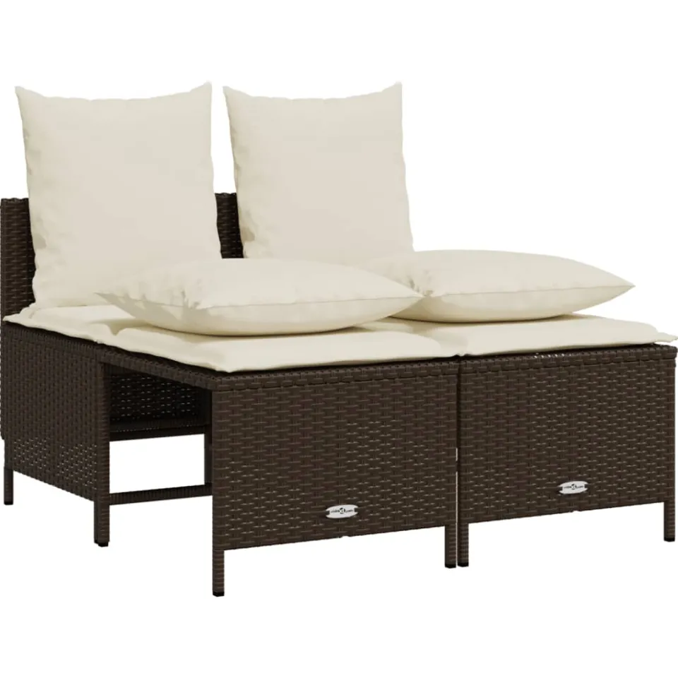 vidaXL 4-delige Loungeset met kussens poly rattan bruin, foto 3