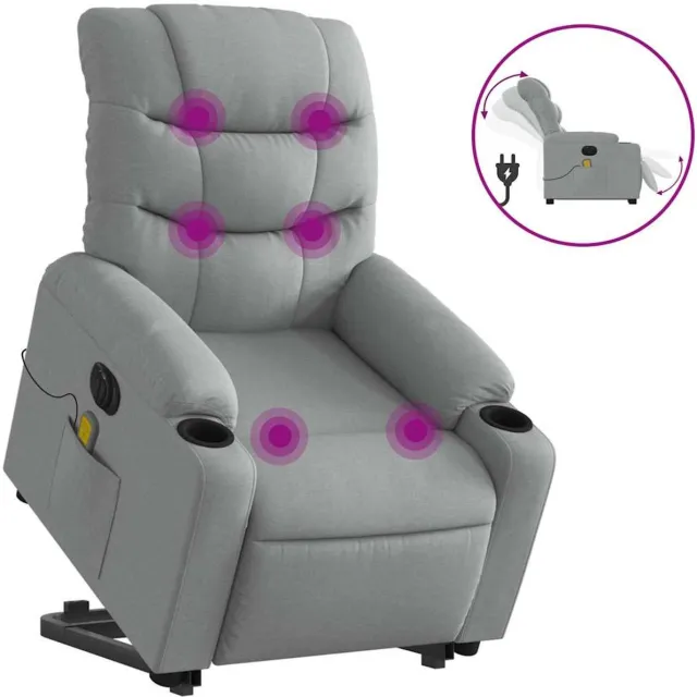 vidaXL Sta-op-massagestoel - elektrisch - verstelbaar - stof - lichtgrijs