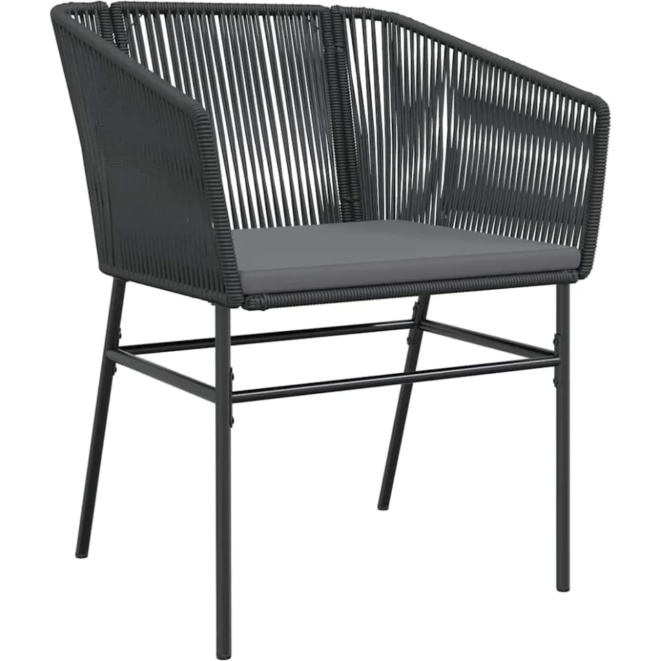 vidaXL 3-delige Tuinset met kussens poly rattan glas zwart, foto 3
