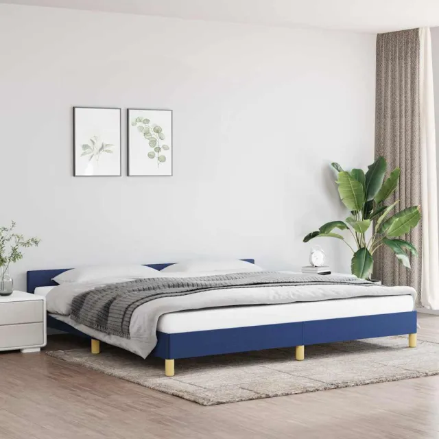 vidaXL Bedframe met hoofdeinde zonder matras 200x200 cm stof blauw