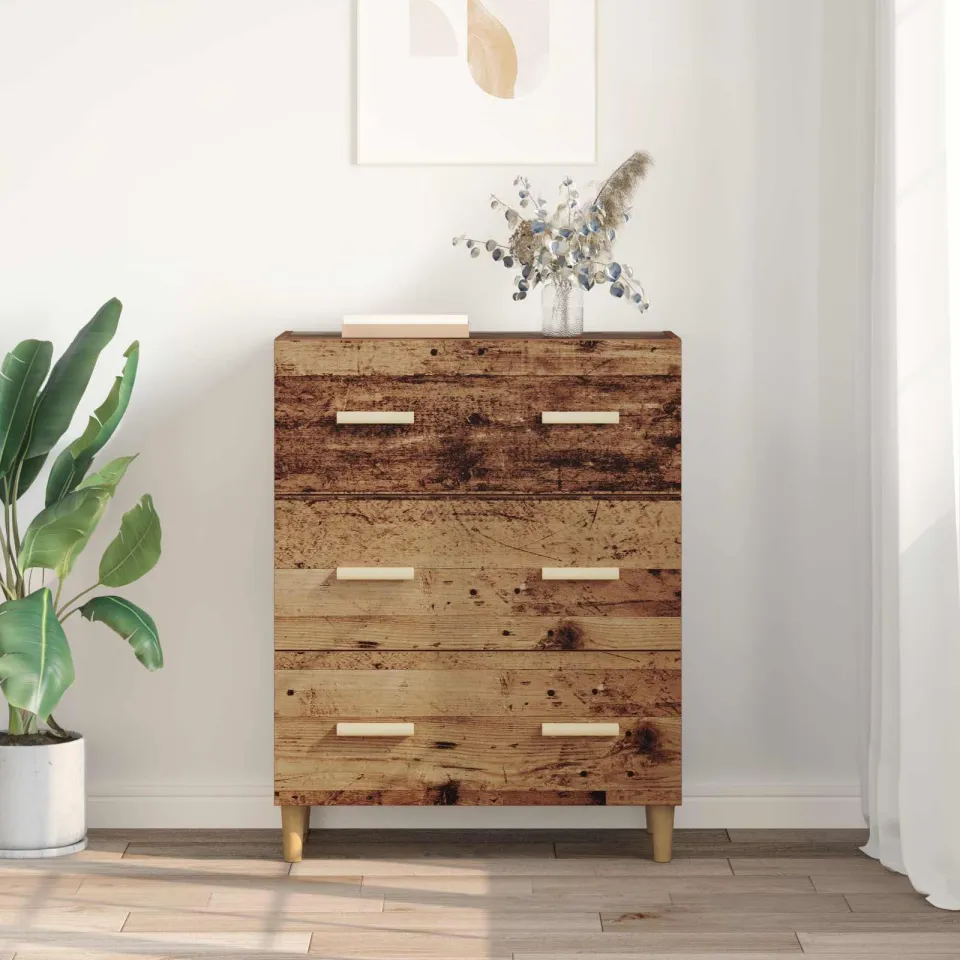 vidaXL Dressoir Oudhout 69,5 x 34 x 90 cm Bewerkt hout bruin, foto 4